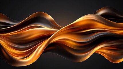 Poster -  A black backdrop features a middle wave of brown and orange liquid