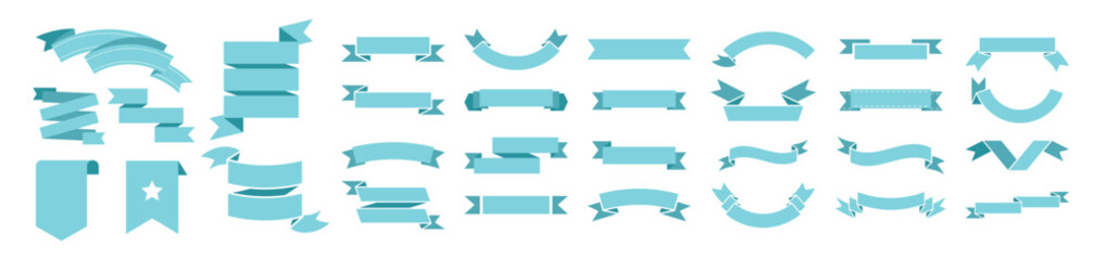 blue banner ribbons and stripes. vector set of ribbons