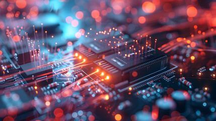 Poster - Connection of optical fiber cable technology background