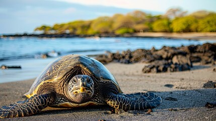 Sticker - photo of Sea turtle in the Galapagos island