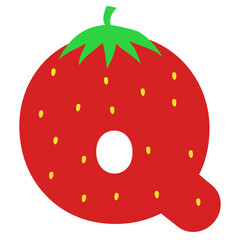 Sticker - Fresh Strawberry Letter Q