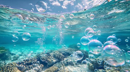 Sticker - underwater bubbles, water bubbles. Maldives