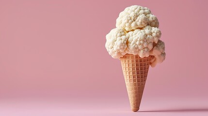ice cream for a healthy diet, cabbage in a cone on pink background