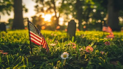 Remembering Our Heroes, Memorial Day Tribute with American Flags