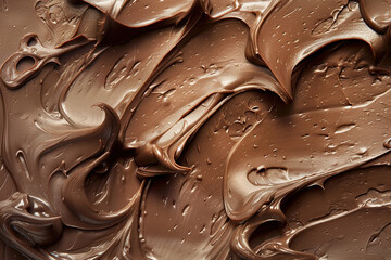 Wall Mural - Generative ai on the theme of beautiful tasty liquid chocolate on wave abstract dark background