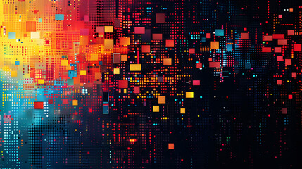 Aufkleber - Abstract colorful pixelated background representing technology in the digital world with copyspace for text