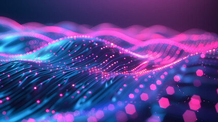 Aufkleber - abstract futuristic background with pink, purple and blue glowing neon moving high speed wave lines lights. Data transfer concept Fantastic wallpaper