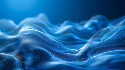 Wall Mural - Wave particle technology background, blue curve business technology sense big data background material