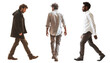 © fumoto-lab - 若い白人と黒人の男性3人、歩くモーション、人物切り抜き
