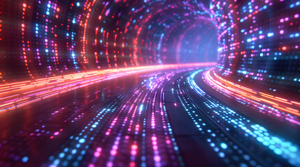Poster - High speed data highway with flowing streams of light representing information