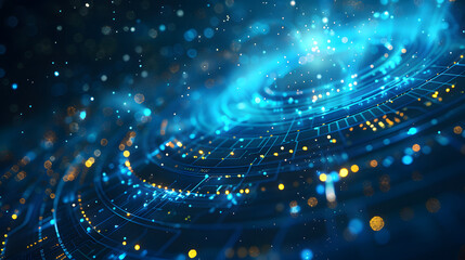 Aufkleber - Blue technology background and abstract digital tech circle. copy space