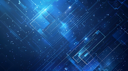 Aufkleber - Blue geometric abstract technology background, blue technology light concept illustration