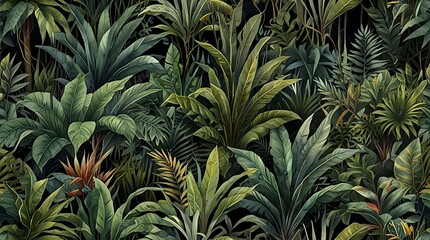   dark green background with a pattern of different types 