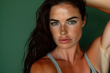 Wall Mural - beautiful woman with freckles