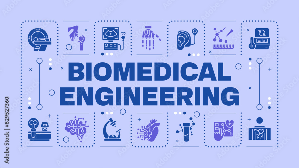 Bio Technology Lettering Biomedical engineering light purple word concept. Medical technologies ...