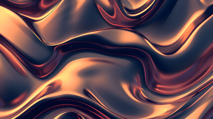 Poster - Metallic abstract wavy liquid background. Generative AI.
