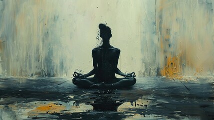 Wall Mural - An abstract depiction of a figure in a meditative pose.