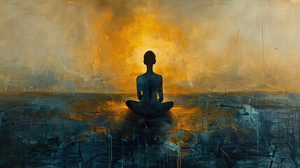 Wall Mural - An abstract depiction of a figure in a meditative pose.