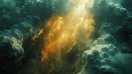 Wall Mural - An abstract depiction of a light beam breaking through storm clouds.
