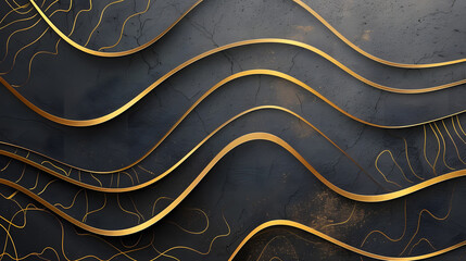 Wall Mural - paper with gold line art texture background. Generative AI.