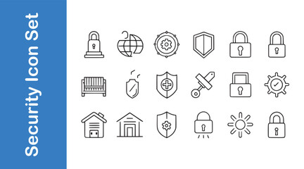 Wall Mural - Security Icon Set with editable vector collections. 