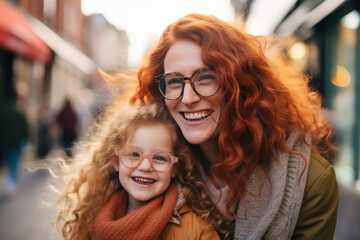 Wall Mural - happy mother and daughter laughing together