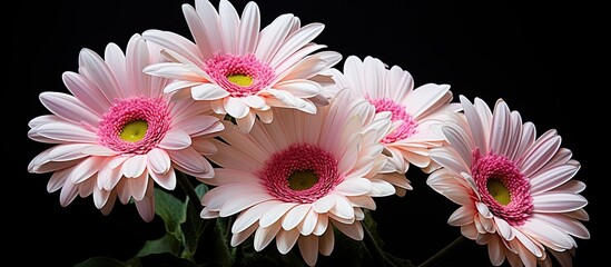 Sticker - A white and pink gerbera daisy set against a dark background ideal for a copy space image