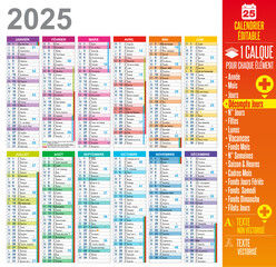 2025 French Calendar Template - Easy to customize