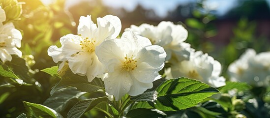 Canvas Print - Potato plant s white flowers bloom in the garden framed perfectly for a copy space image