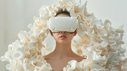 Poster - Virtual reality headset user immersed in a digital environment
