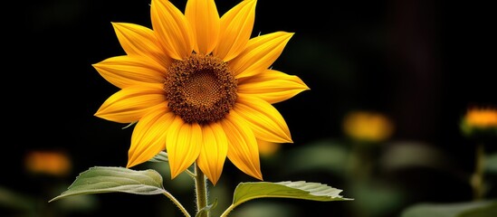 Canvas Print - Small sunflower from the gardens with copy space image