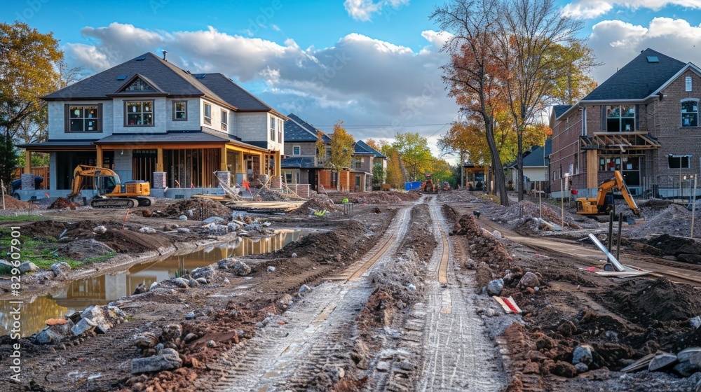 Residential Development: homes in various stages of completion ...