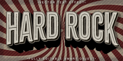 Wall Mural - Vintage Worn Hard Rock Music Vector Fully Editable Smart Object Text Effect