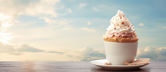 Wall Mural - A cup of ice cream with a copy space image