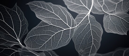 Wall Mural - create a monochromatic design featuring a detailed close up image of a black leaf skeleton in nature