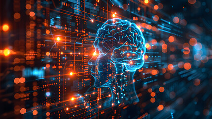 Poster - abstract digital technology background, artificial intelligence