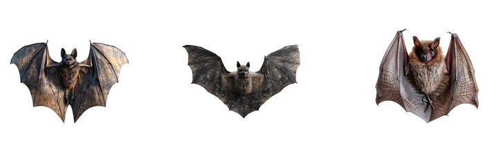 Collection of bats isolated on transparent background. Generated Ai