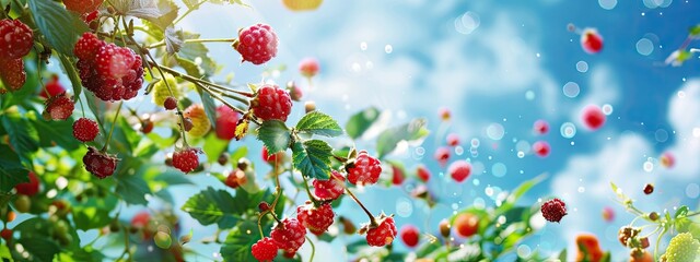 Canvas Print - A splash of berries in the garden. Selective focus.