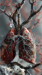 Sticker - 3D Render of Diseased Human Lungs for Educational Purposes