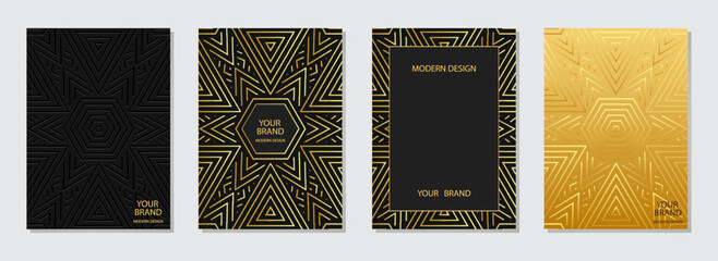 set of ethnic covers, vertical templates. collection of relief, geometric backgrounds with linear 3d