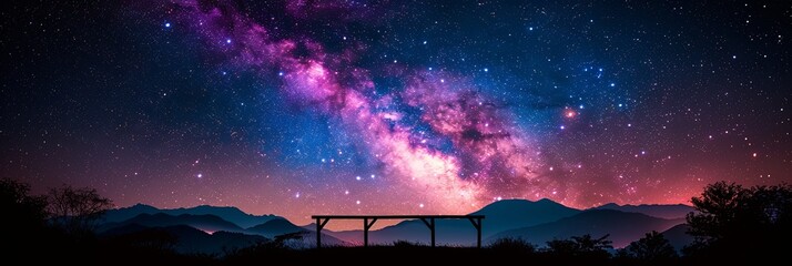 Wall Mural - a beautiful night sky with a large purple cloud in the middle