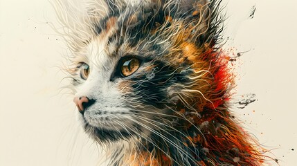 Canvas Print - Captivating Feline-Canine Fusion:A Surreal Hybrid Creature in Visionary Digital