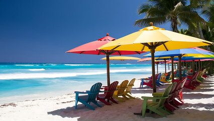 Canvas Print - umbrellas on the beach