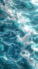 Poster - Dreamlike Aqua Ocean Vistas with Captivating Teal Textures and Graceful Water Movement