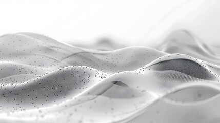 Poster - Grey white abstract background with flowing particles. Digital future technology concept. vector illustration
