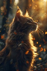 Canvas Print - Enchanting Feline-Canine Hybrid in a Captivating Fantasy Landscape