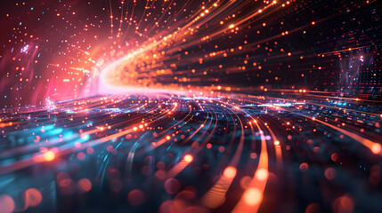 Aufkleber - Future technology line background and light effects, abstract future technology concept design scene illustration
