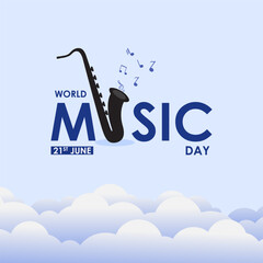 Wall Mural - Vector illustration of World Music Day social media feed template