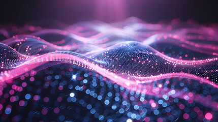 Aufkleber - Abstract science or technology background. Graphic design. Network illustration with particle. 3D grid surface