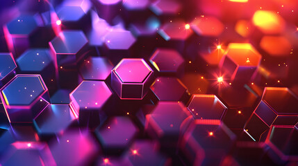 Wall Mural - Abstract background hexagon pattern with glowing lights